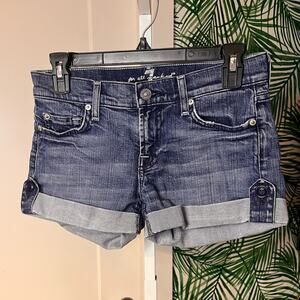 7 for all Mankind Cuffed Jean Shorts, Size 25